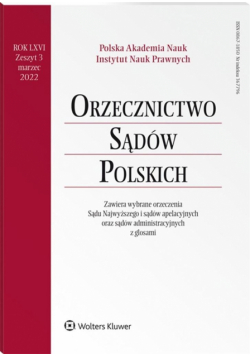 Orzecznictwo Sądów Polskich 3/2022