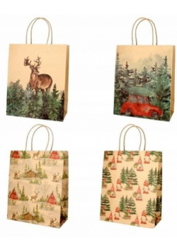 Torba prezentowa 26x32x12cm papier brown craft mix