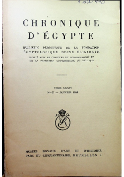 Chronique D Egypte tome XXXIV nr 67