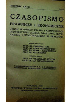Czasopismo prawnicze i ekonomiczne rocznik XXVII 1932r