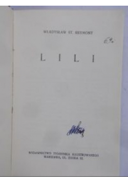 Reymont Władysław - Lili, 1930 r.