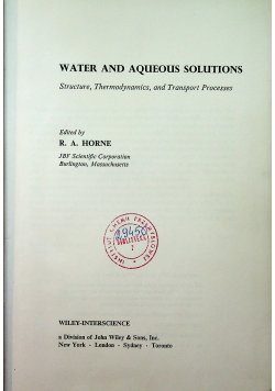 Water and aqueous solutions