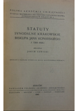 Statuty synodalne krakowskie biskupa Jana Konarskiego 1945 r.