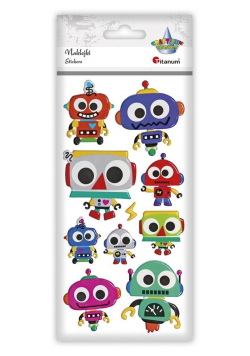 Naklejki wypukłe miękkie roboty mix 10szt