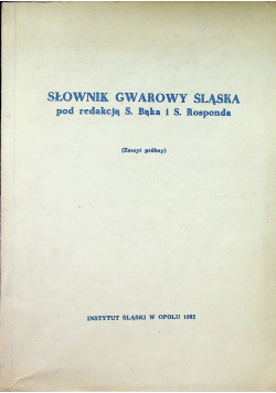 Słownik gwarowy Śląska