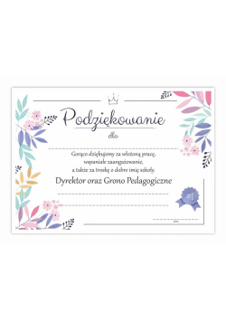 Dyplom A4 podziękowania - Fiolet 30szt