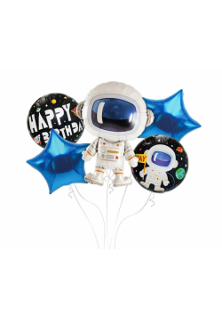 Balony foliowe zestaw Kosmos, Happy Birthday 5szt