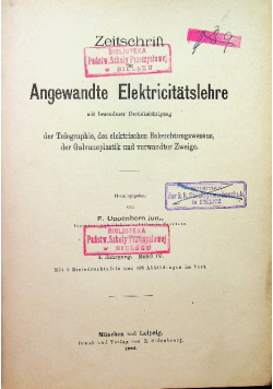 Angewandte elektrizitätslehre IV 1882 r