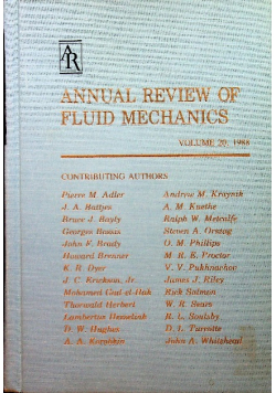 Annual Review of Fluid Mechanics Volume  20 1988