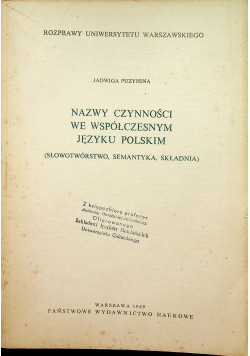 Nazwy czynności we współczesnym języku polskim