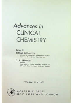 Advances in Clinical Chemistry Volume 13