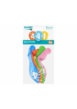 Balony cyfra 4 MIX 30cm 5szt