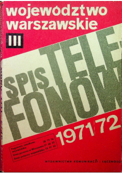 Spis telefonów województwa warszawskiego III 1971 / 72