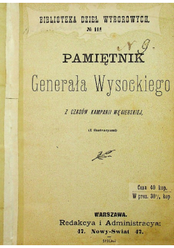 Pamiętnik Generała Wysockiego 1899 r.
