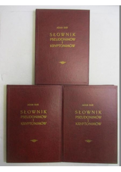 Słownik pseudonimów i kryptonimów Tom  I do III Reprint z 1936 r.