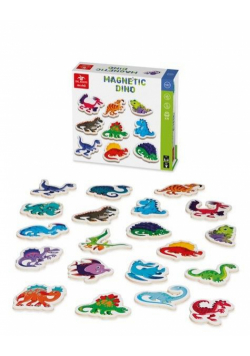 Magnetyczne drewniane magnesy Dinozaury 20 sztuk