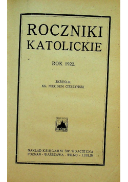 Roczniki katolickie, 1922 r.