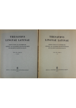 Thesavrvs lingvae latine Volume VII 1 Fasc I do II