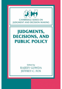 Judgments, Decisions, and Public Policy