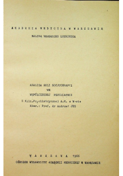 Analiza roli socjoterapii