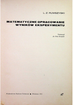 Matematyczne opracowanie wyników eksperymentu