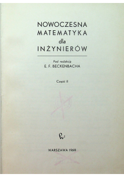 Nowoczesna matematyka dla inżynierów Część II