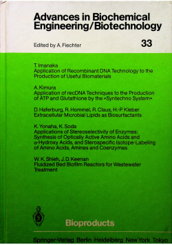 Advances in biochemical engineering biotechnology