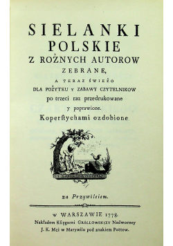 Sielanki Polskie Reprint 1778 r