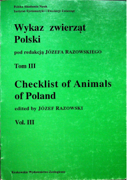 Wykaz zwierząt Polski tom IIII
