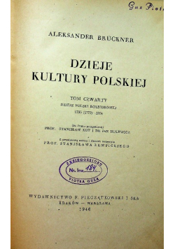 Dzieje kultury polskiej Tom IV 1946 r