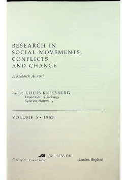 Research in Social Movements Conflicts and Change volume 5