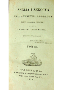 Anglia i Szkocya tom III 1829
