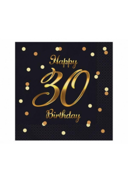 Serwetki B&C Happy 30 Birthday czarne 20szt