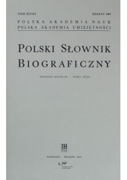Polski Słownik Biograficzny Tom XLVI / 2Zeszyt 189