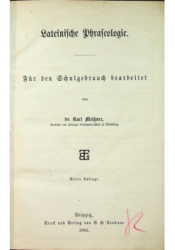 Lateinische Phraseologie 1884 r.