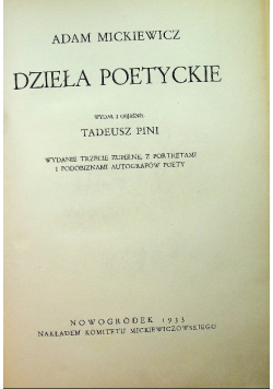 Mickiewicz  Dzieła poetyckie Reprint z 1933 r.
