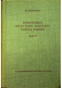 Komentarze do III tomu Kapitału Karola Marksa Część II
