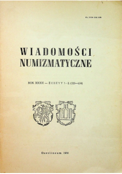 Wiadomości numizmatyczne rok XXXII zeszyt 1-2