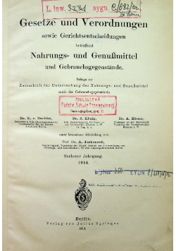 Gesetze und Verordnungen sowie Gerichtsentscheidungen Sechster Jahrgang 1914 r.