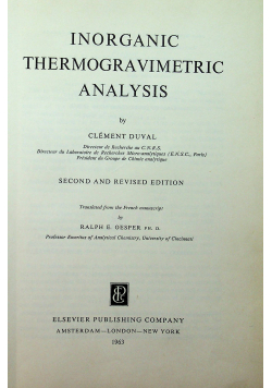 Inorganic Thermogravimetric Analysis