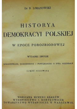 Historya demokracyi polskiej w epoce porozbiorowej