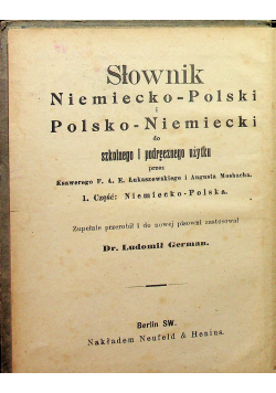 Słownik niemiecko polski polsko niemiecki 1909r