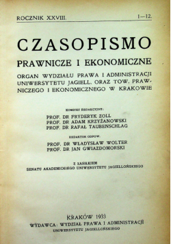 Czasopismo prawnicze i ekonomiczne rocznik XXVIII 1933 r