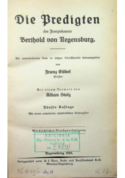 Die Predigten 1929 r.