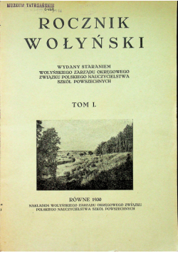 Rocznik Wołyński tom I 1930r.
