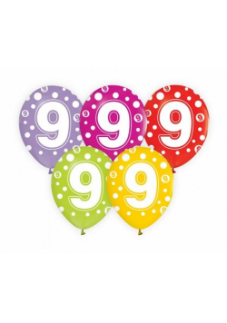 Balony z cyframi 9 5szt