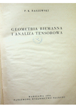 Geometria Riemanna i analiza tensorowa