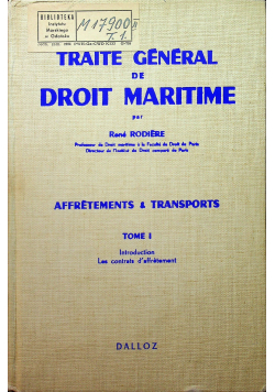 Traite general de droit maritime tome 1