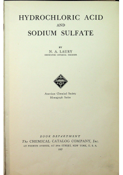 Hydrochloric Acid and Sodium Sulfate 1927 r.