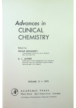 Advances in Clinical Chemistry Volume 17